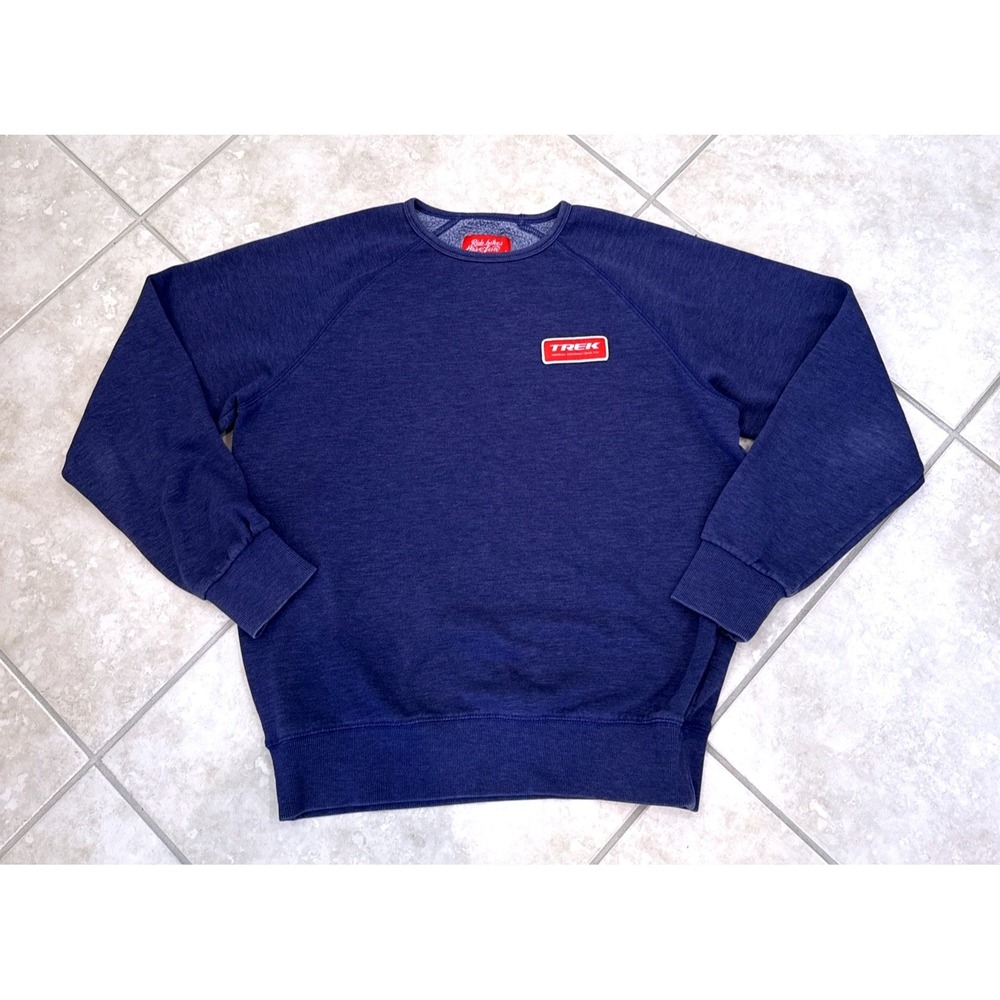 Trek Bicycle Corp Mens Navy Blue Raglan Crewneck Sweatshirt Large Logo Patch